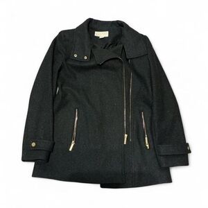 MICHAEL Michael Kors Dark Gray Trench Coat with Gold Zippers size small